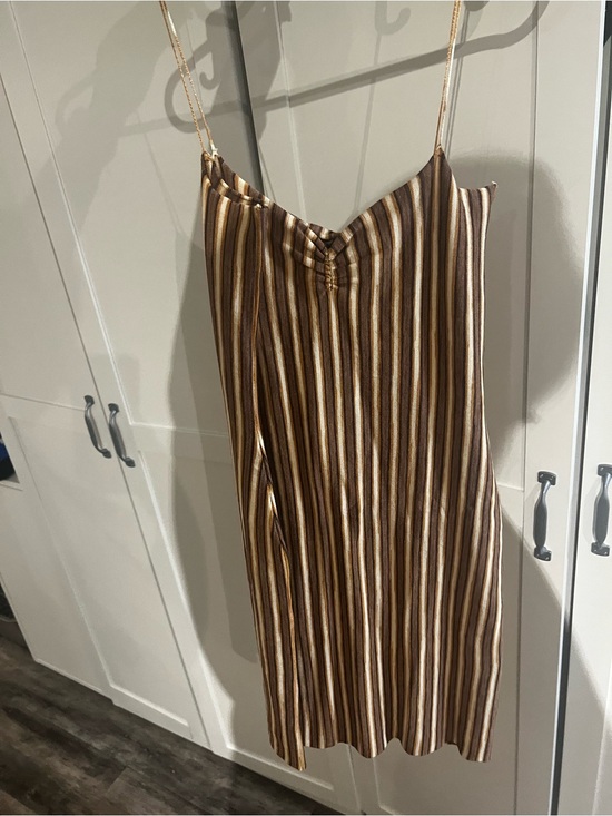 Gimaguas Dresses & Skirts - Gimaguas Brown and Cream Striped Slip Dress